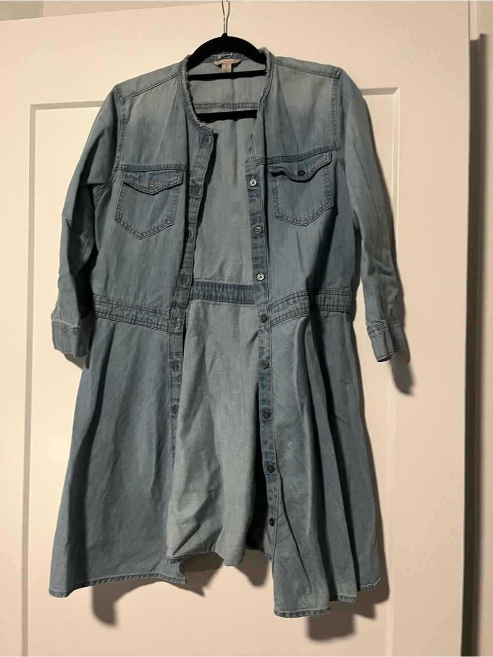 GAP Light Blue Denim Button-Front Shirt Dress
